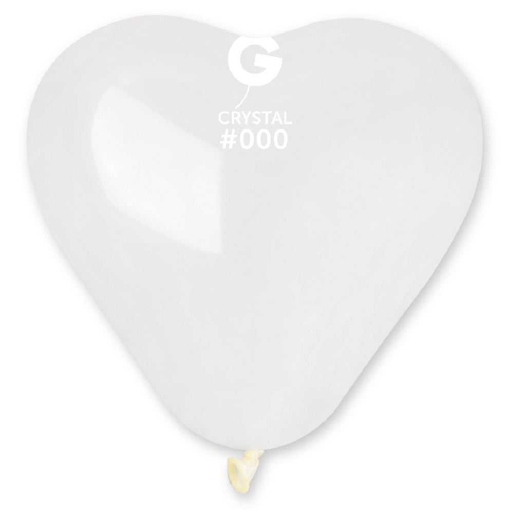 Gemar Herz 000 Crystal Crystal 15cm 6" CR6 Latex Luftballons Transparent