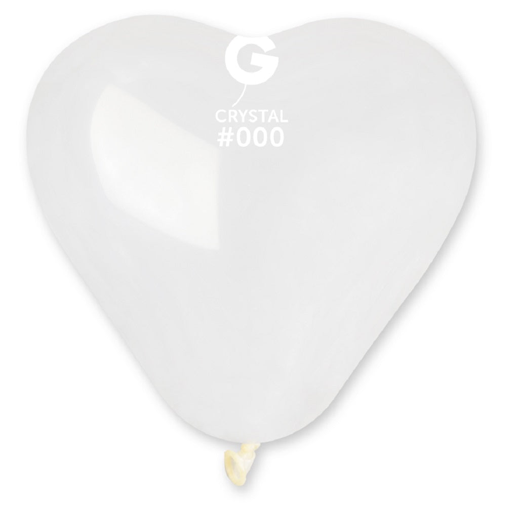Gemar Herz 000 Crystal Crystal 15cm 6" CR6 Latex Luftballons Transparent