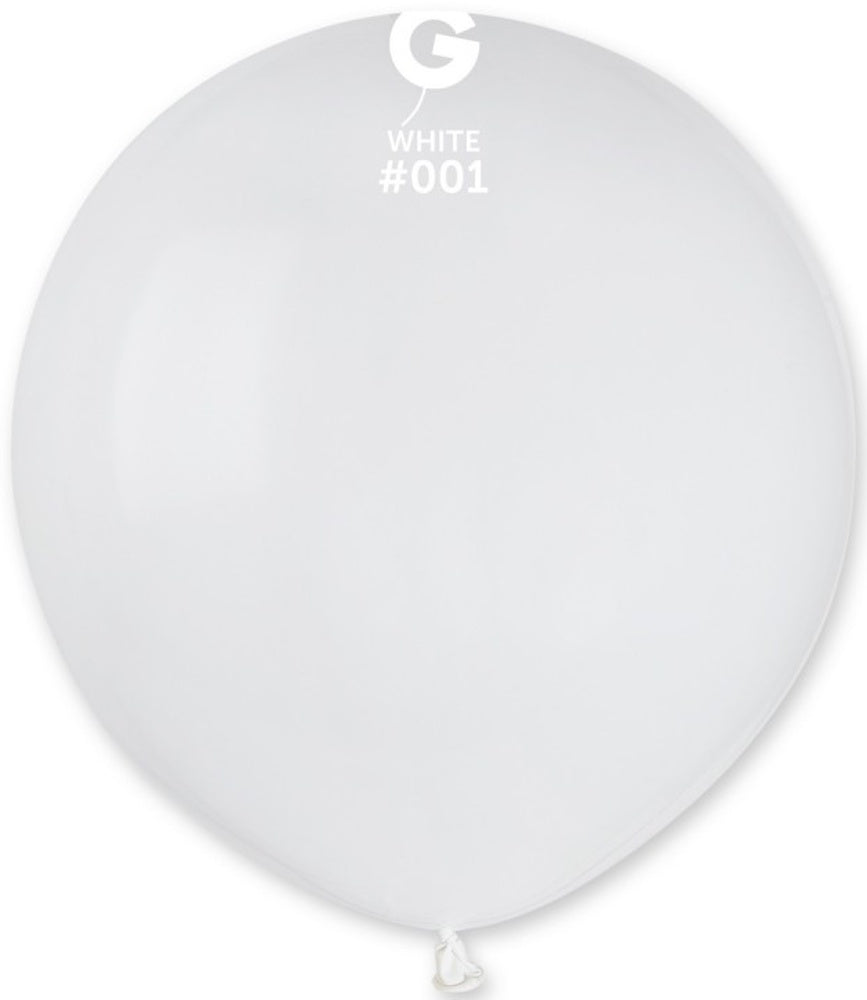 Gemar 001 Standard White 48cm 19" G150 Latex Luftballons Weiß