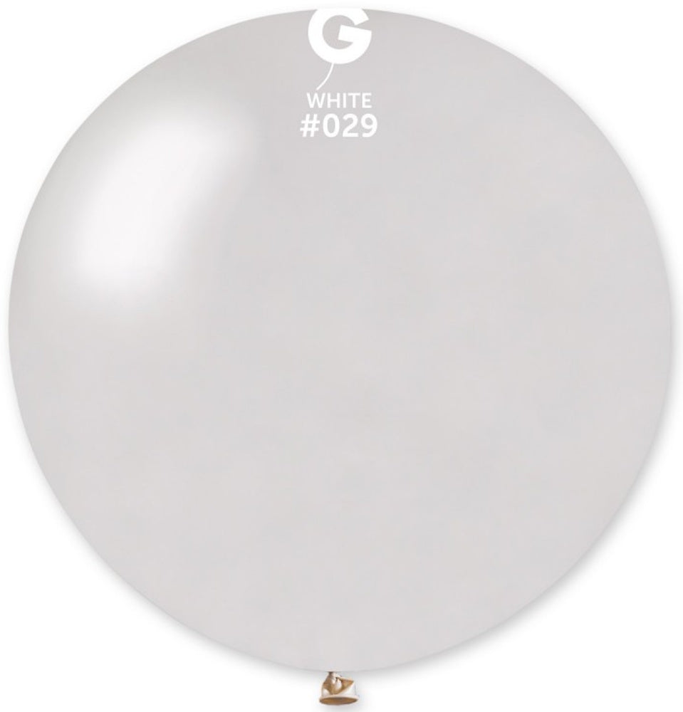 Gemar 029 Metallic White 80cm 31 Inch Latex Luftballons