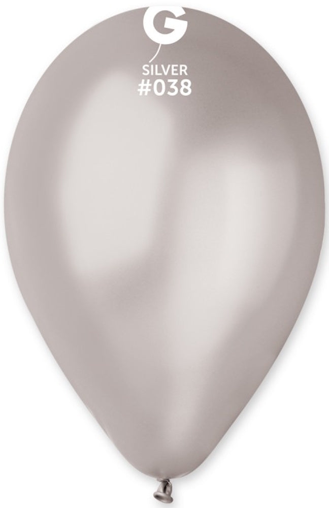 Gemar 038 Metallic Silver 30cm 12 Inch GM120 Latex Luftballons