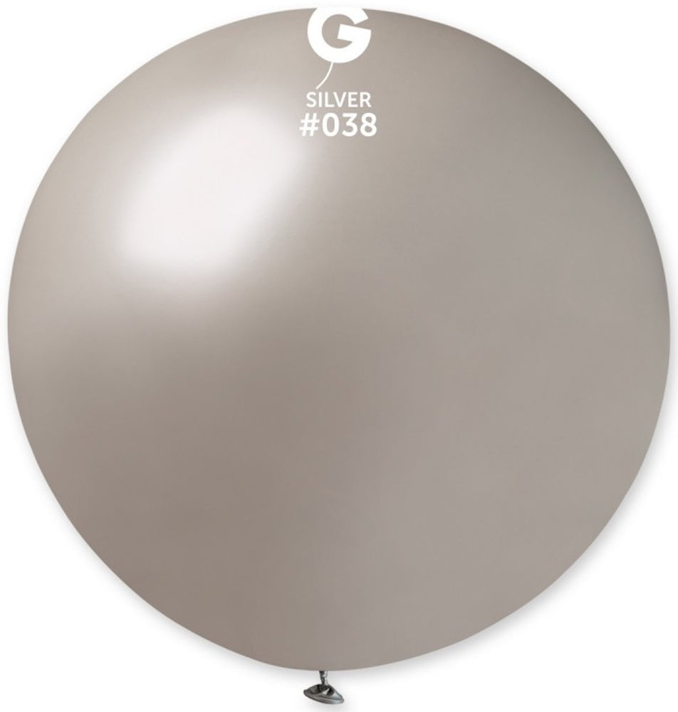Gemar 038 Metallic Silver 80cm 31 Inch Latex Luftballons