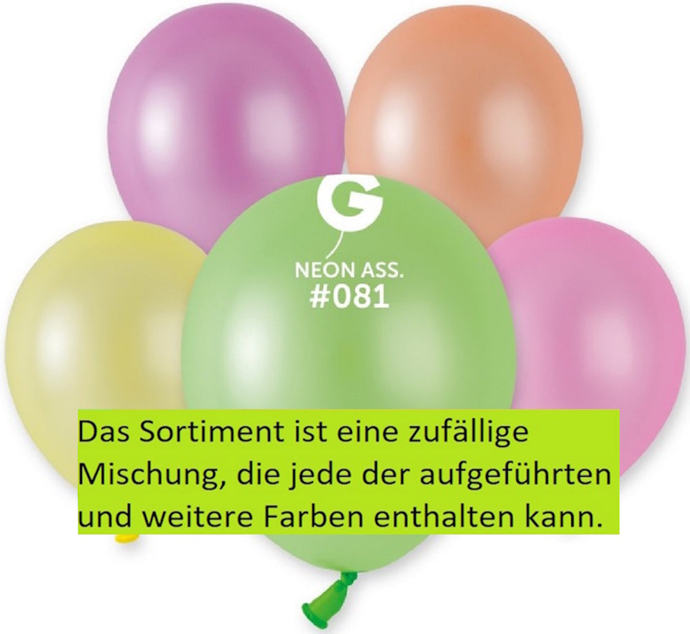 Gemar 081 Neon Assortment 12,5cm 5" AF50 Latex Luftballons