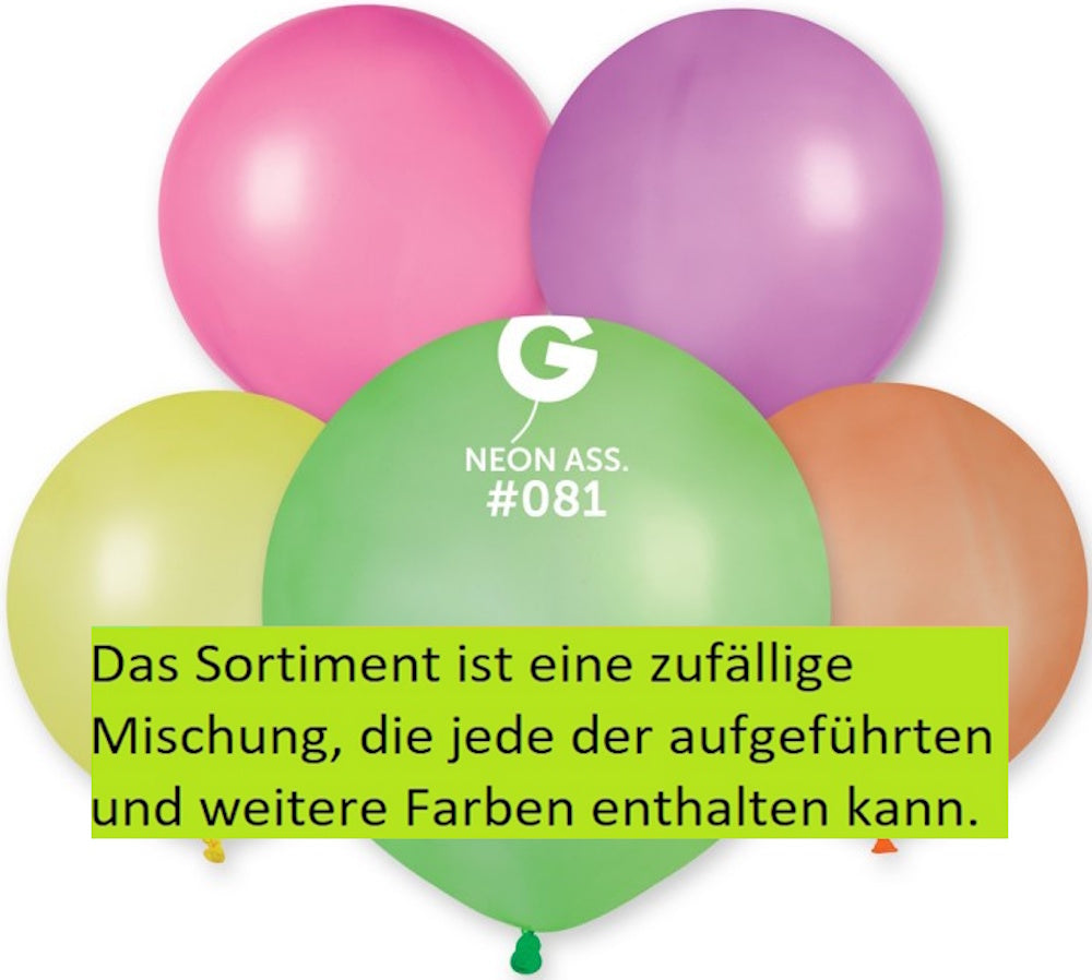 Gemar 081 Neon Assortment 48cm 19 Inch GF19 Latex Luftballons