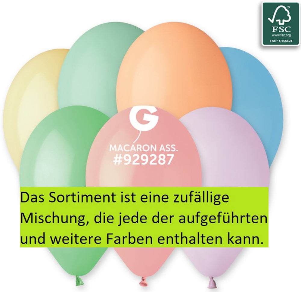 Gemar 200 Standard Macaron Assortment 33cm 13" G120 Latex Luftballons
