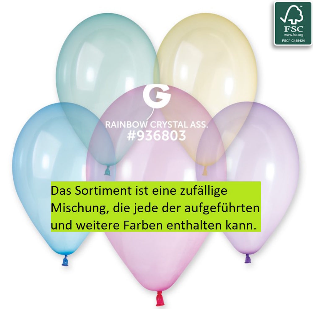 Gemar 204 Crystal Rainbow Assortment 33cm 13" G120 Latex Luftballons