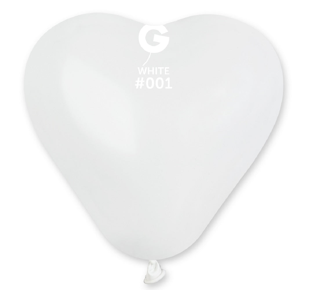 Gemar Herz 001 Standard White 15cm 6" CR6 Latex Luftballons Weiß