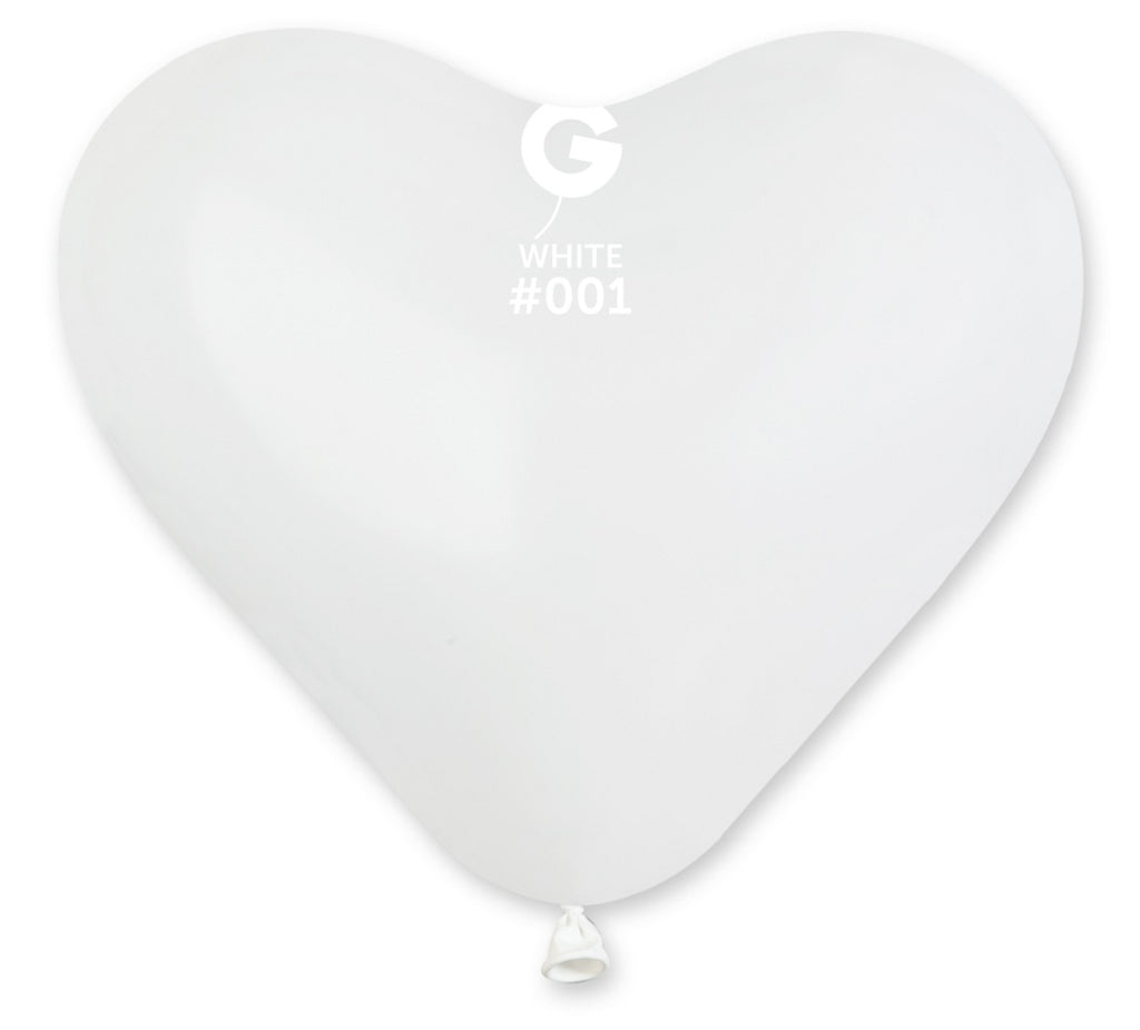 Gemar Herz 001 Standard White 25cm 10" CR Latex Luftballons Weiß