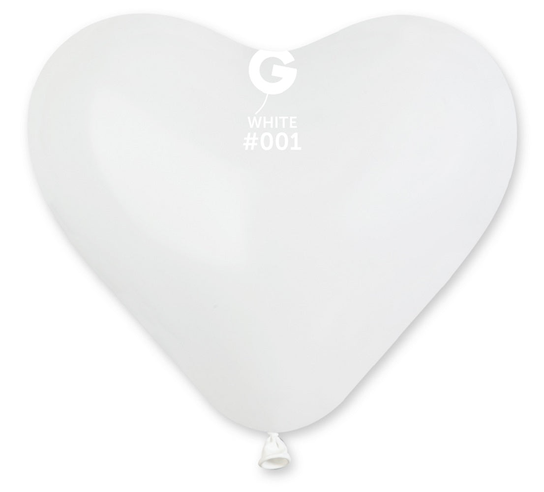 Gemar Herz 001 Standard White 25cm 10" CR Latex Luftballons Weiß