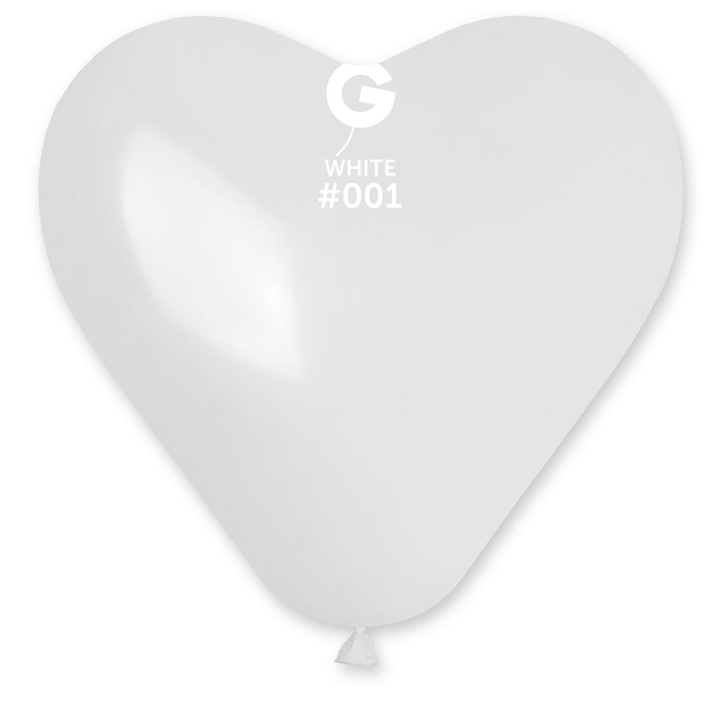 Gemar Herz 001 Standard White 30cm 12" CR12 Latex Luftballons Weiß