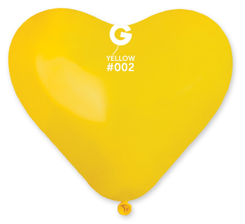 Gemar Herz 002 Standard Yellow 25cm 10" CR Latex Luftballons Gelb