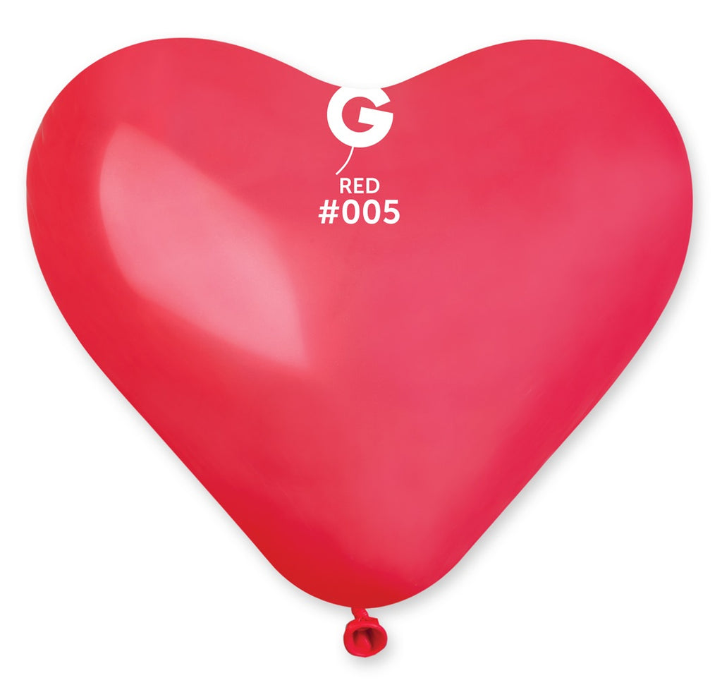 Gemar Herz 005 Standard Red 25cm 10" Latex CR Luftballons Rot