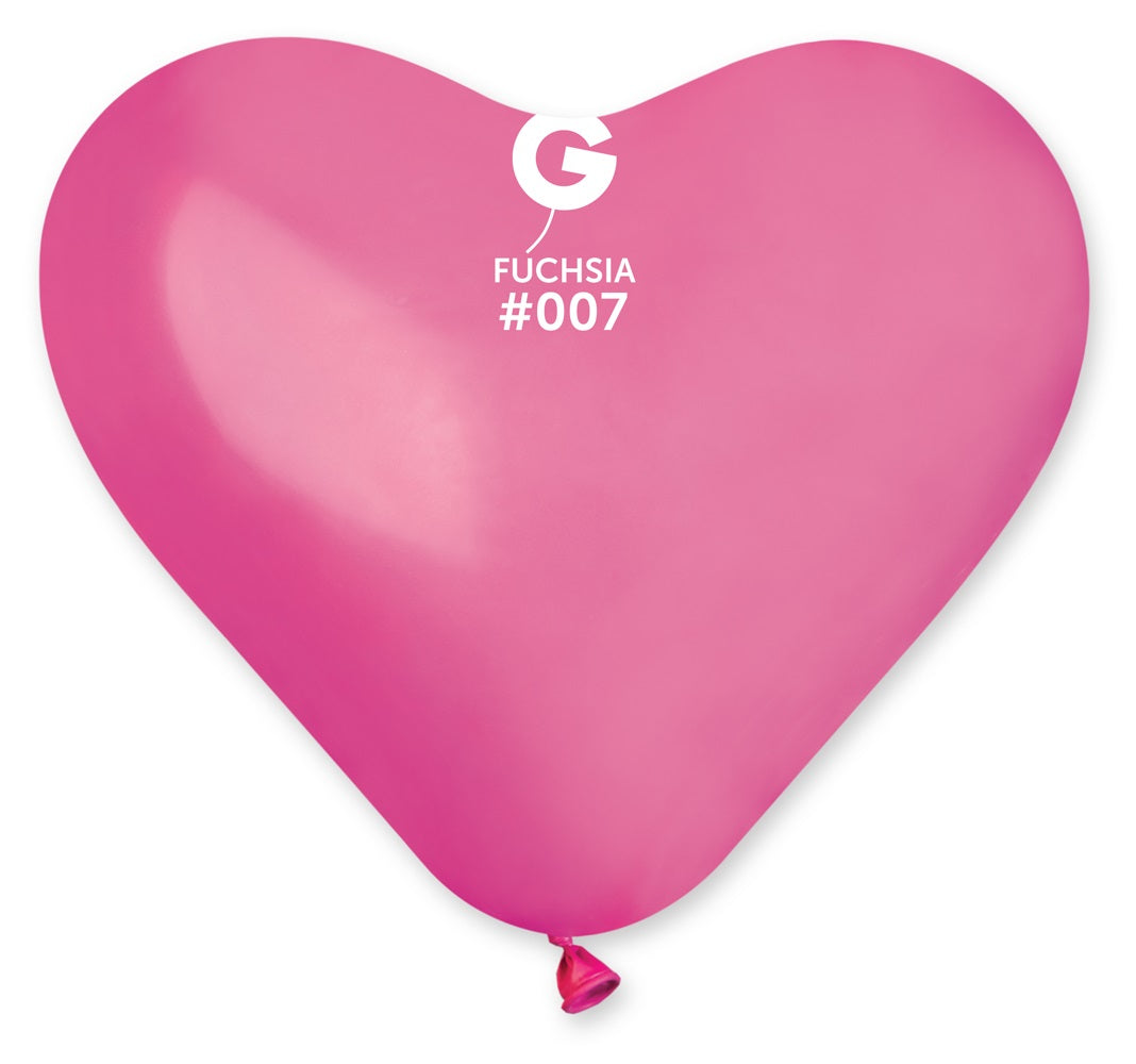 Gemar Herz 007 Standard Fuchsia 25cm 10" CR Latex Luftballons Magenta
