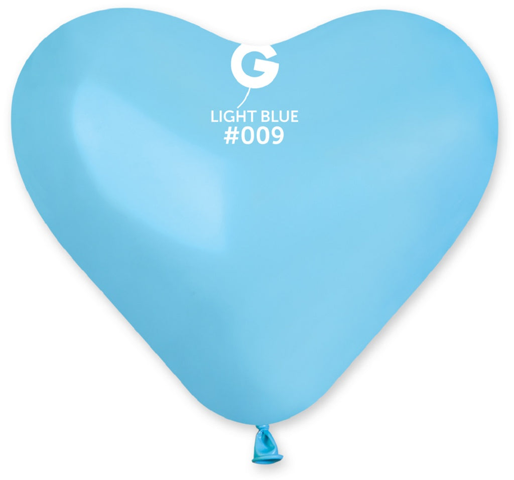 Gemar Herz 009 Standard Light Blue 25cm 10" CR Latex Luftballons Blau
