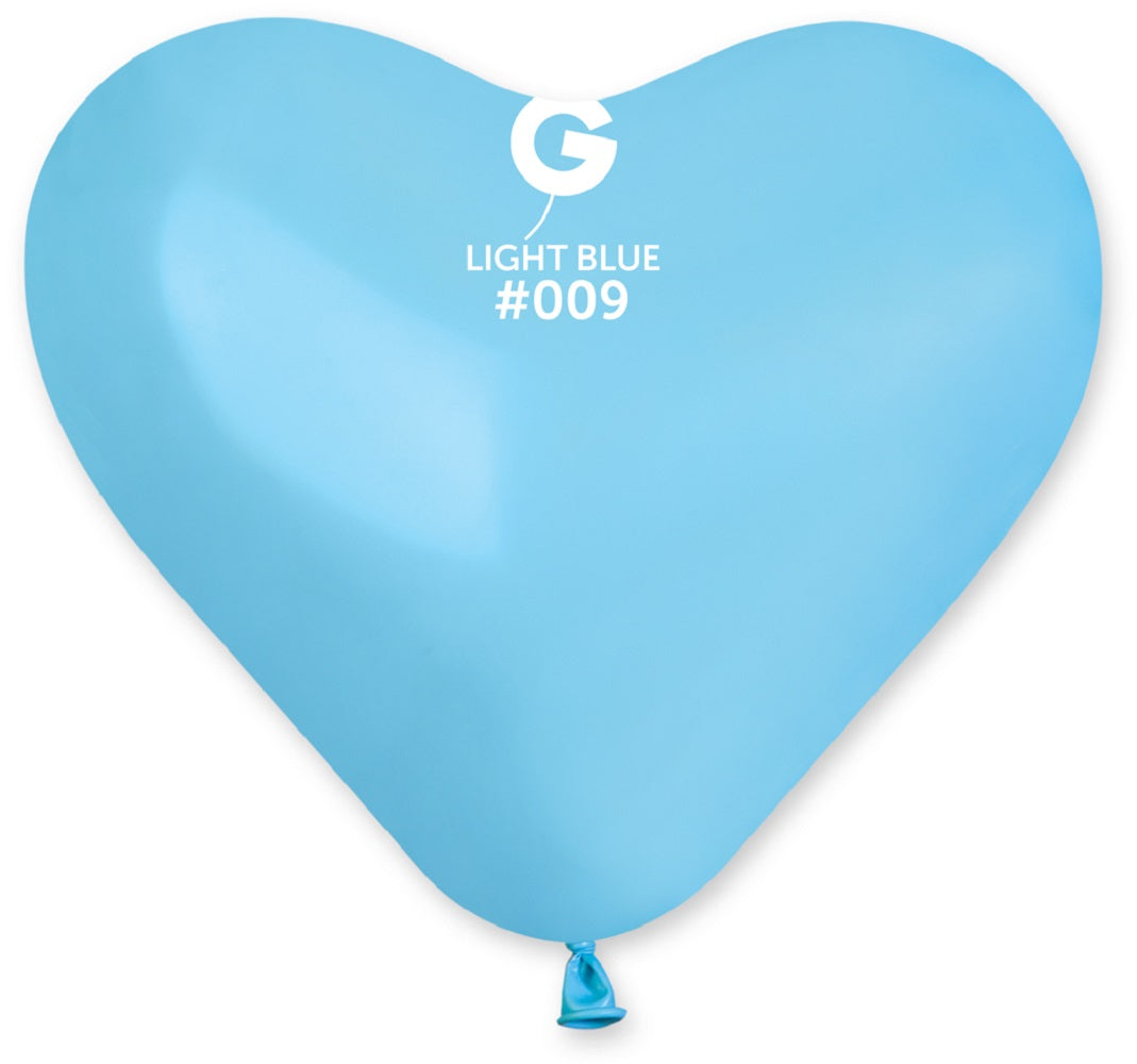 Gemar Herz 009 Standard Light Blue 25cm 10" CR Latex Luftballons Blau