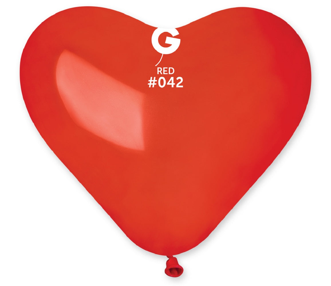 Gemar Herz 042 Crystal Red 25cm 10" CR Latex Luftballons Rot