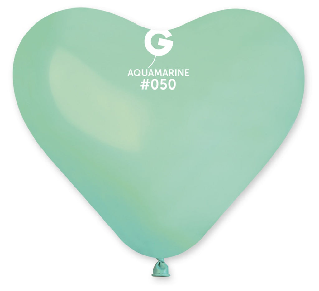 Gemar Herz 050 Standard Aquamarine 25cm 10" CR Latex Luftballons Blau