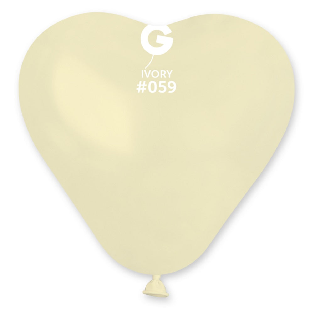Gemar Herz 059 Standard Ivory 15cm 6" CR6 Latex Luftballons Elfenbein