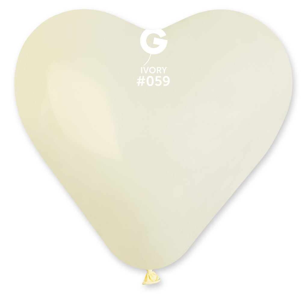Gemar Herz 059 Standard Ivory 43cm 17" CR17 Latex Luftballons Elfenbein