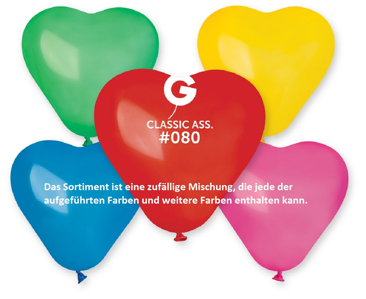 Gemar Herz 080 Standard Classic Assortment 15cm 6" CR6 Latex Luftballons