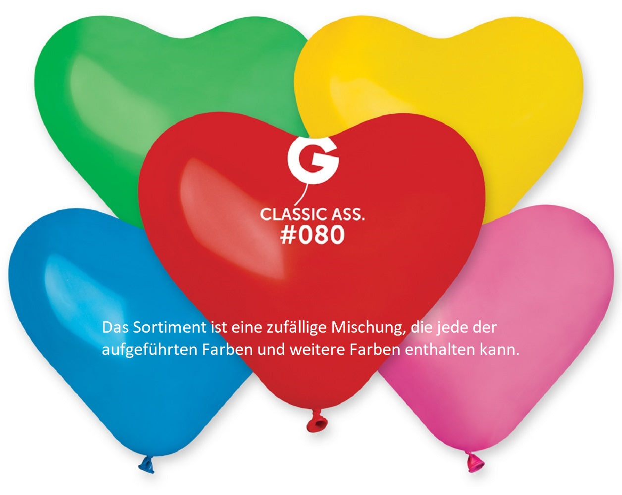 Gemar Herz 080 Standard Classic Assortment 25cm 10" CR Latex Luftballons