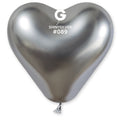 Gemar Herz 089 Shiny Silver 30cm 12" CRB12 Latex Luftballons Silber