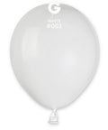 Gemar 001 Standard White 12,5cm 5" A50 Latex Luftballons Weiß