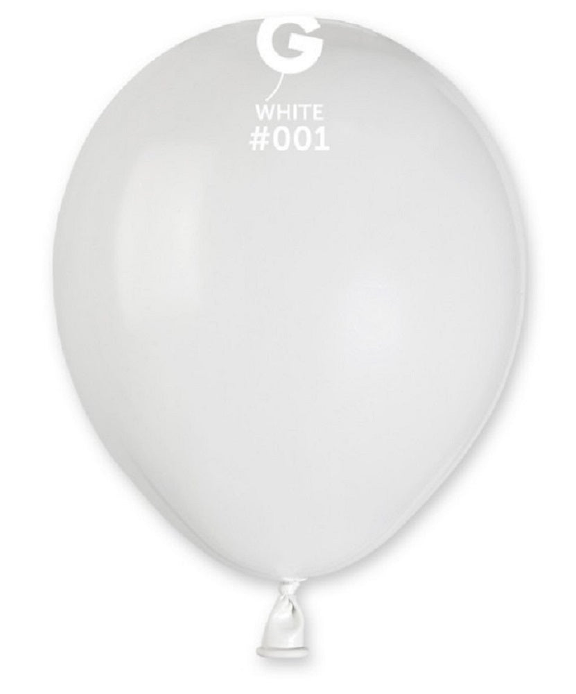 Gemar 001 Standard White 12,5cm 5" A50 Latex Luftballons Weiß