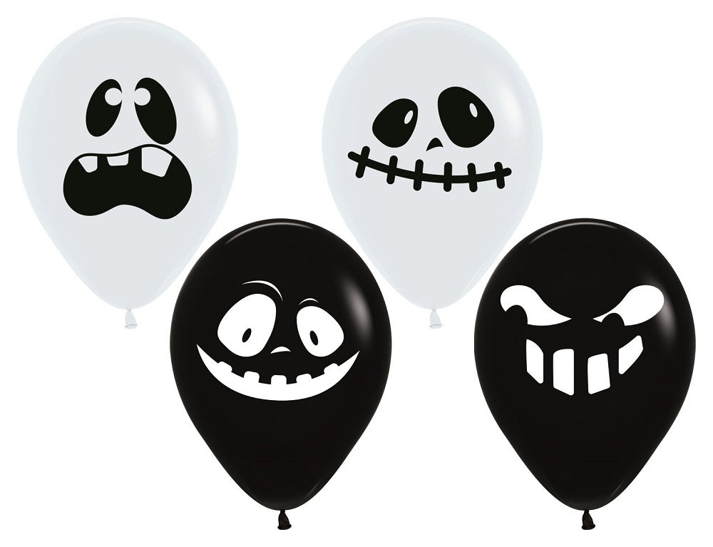 Ghost Gespenster Assortment White Black 30cm 12" Latex Luftballons Sempertex