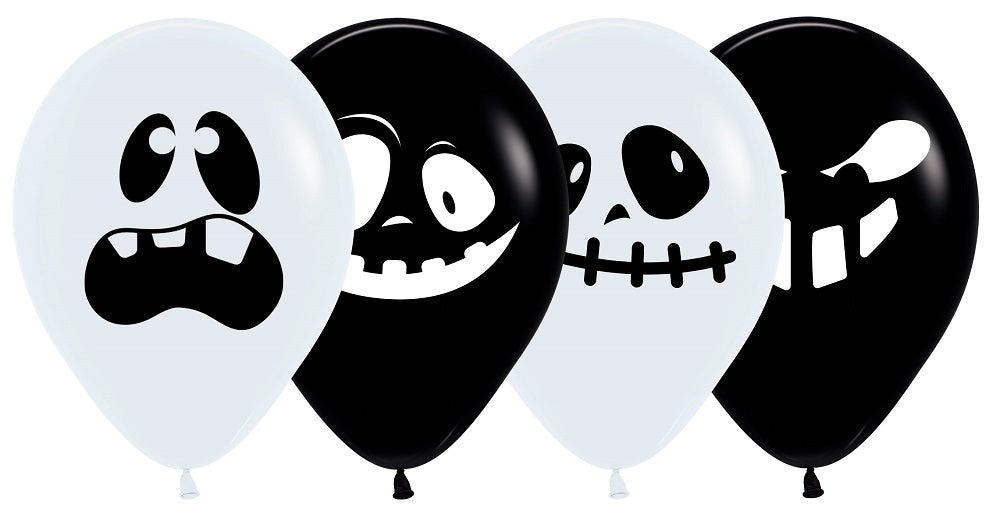 Ghost Gespenster Assortment White Black 30cm 12" Latex Luftballons Sempertex