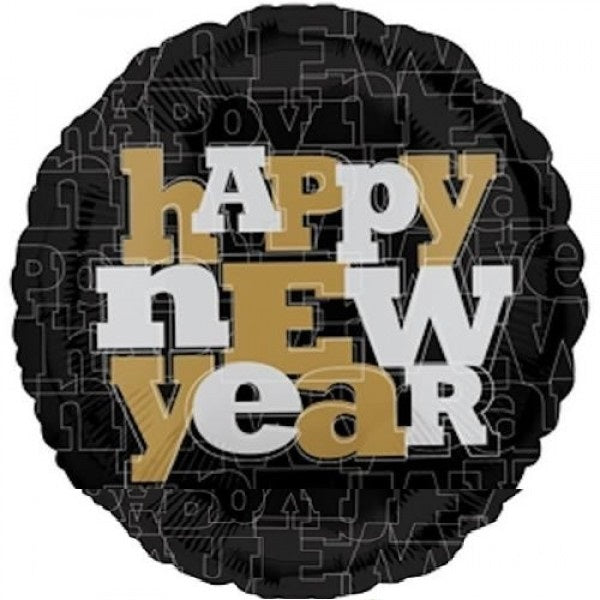 Golden Block Letter Happy new year Folienballon 45cm 18"