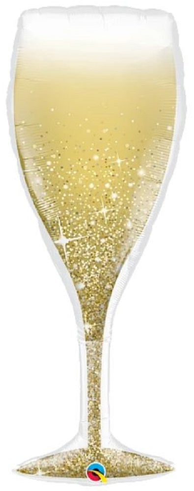 Golden Bubbly Wine Glass Folienballon 99cm 39''