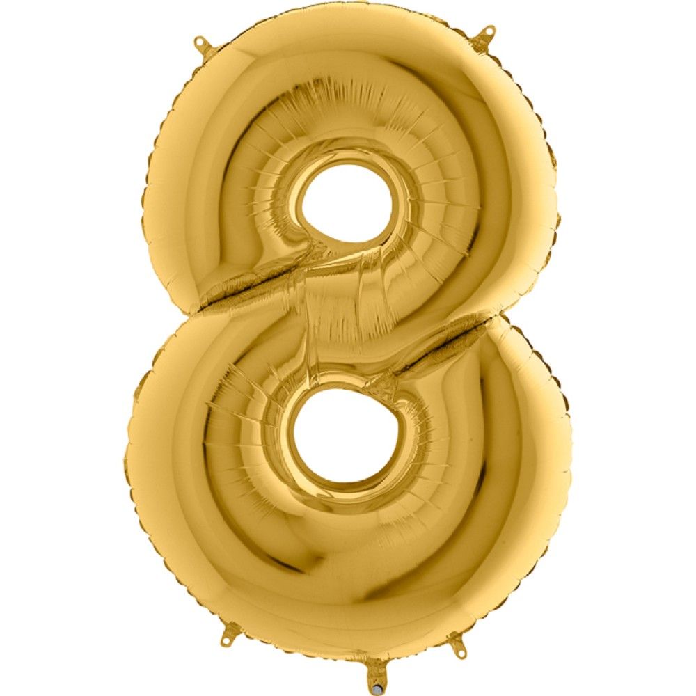 Folienballon Zahl 8 (gold) 102 cm 40"