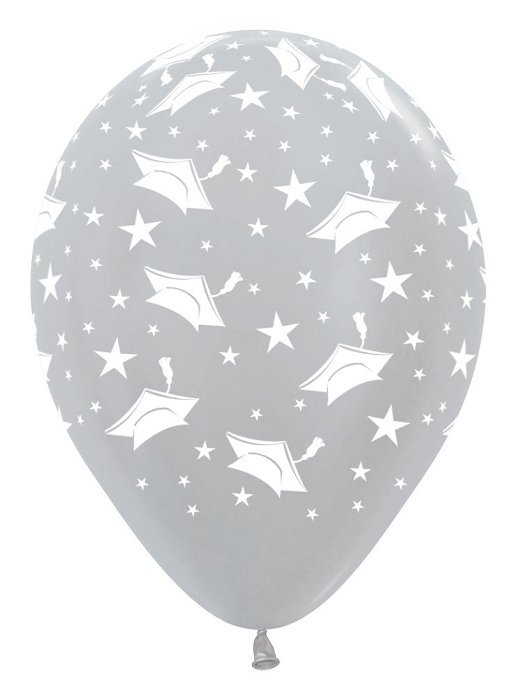 Graduation Hats Doktor Hut Bachelor Silver 30cm 12" Latex Luftballons Sempertex