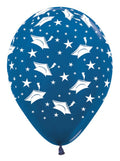Graduation Hats Doktor Hut Bachelor 540 Metallic Blue 30cm 12 Inch Latex Luftballons