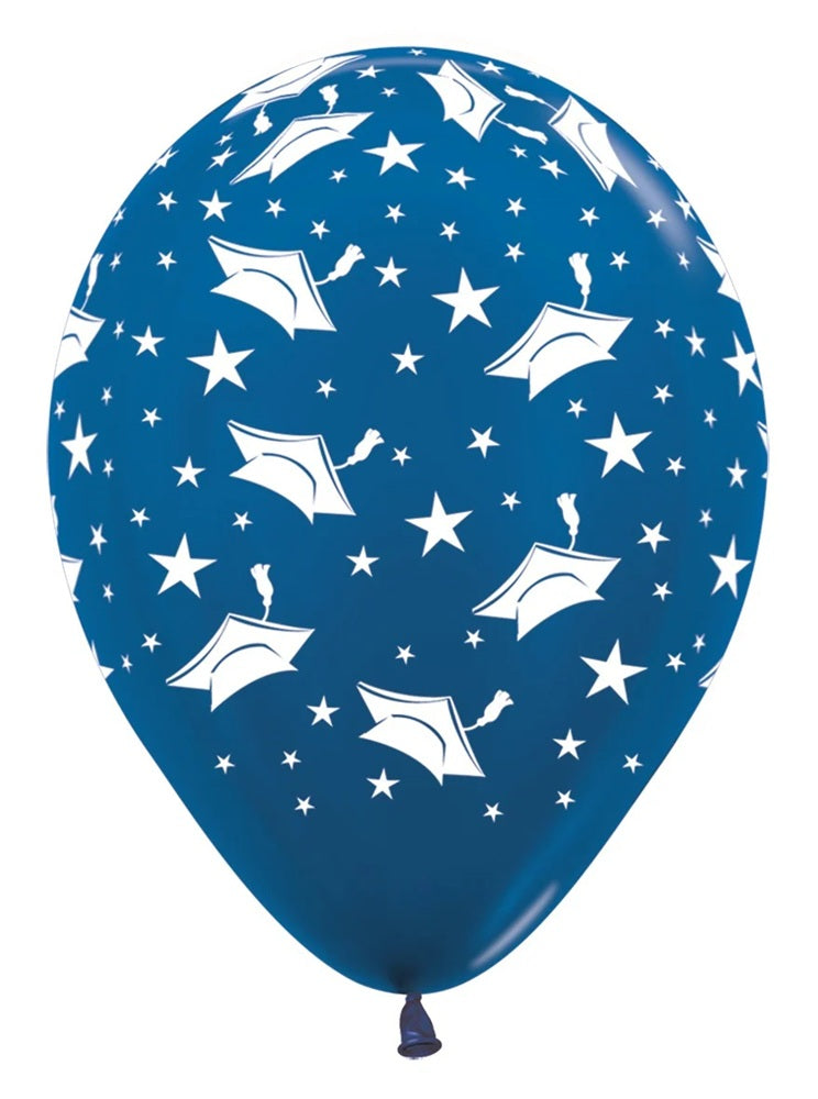 Graduation Hats Doktor Hut Bachelor 540 Metallic Blue 30cm 12 Inch Latex Luftballons