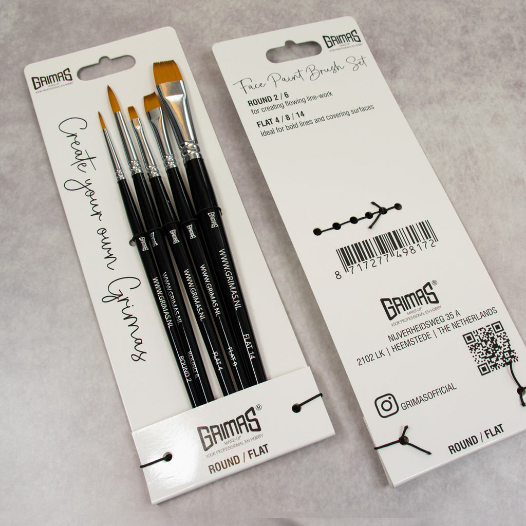 Grimas Schminkpinsel Set 2 Round und Flat für Gesichtsbemalung