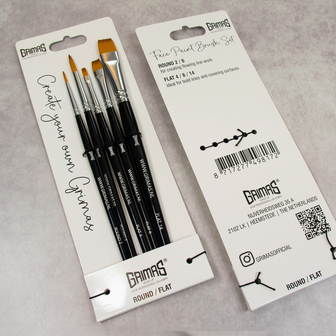 Grimas Schminkpinsel Set 2 Round und Flat für Gesichtsbemalung