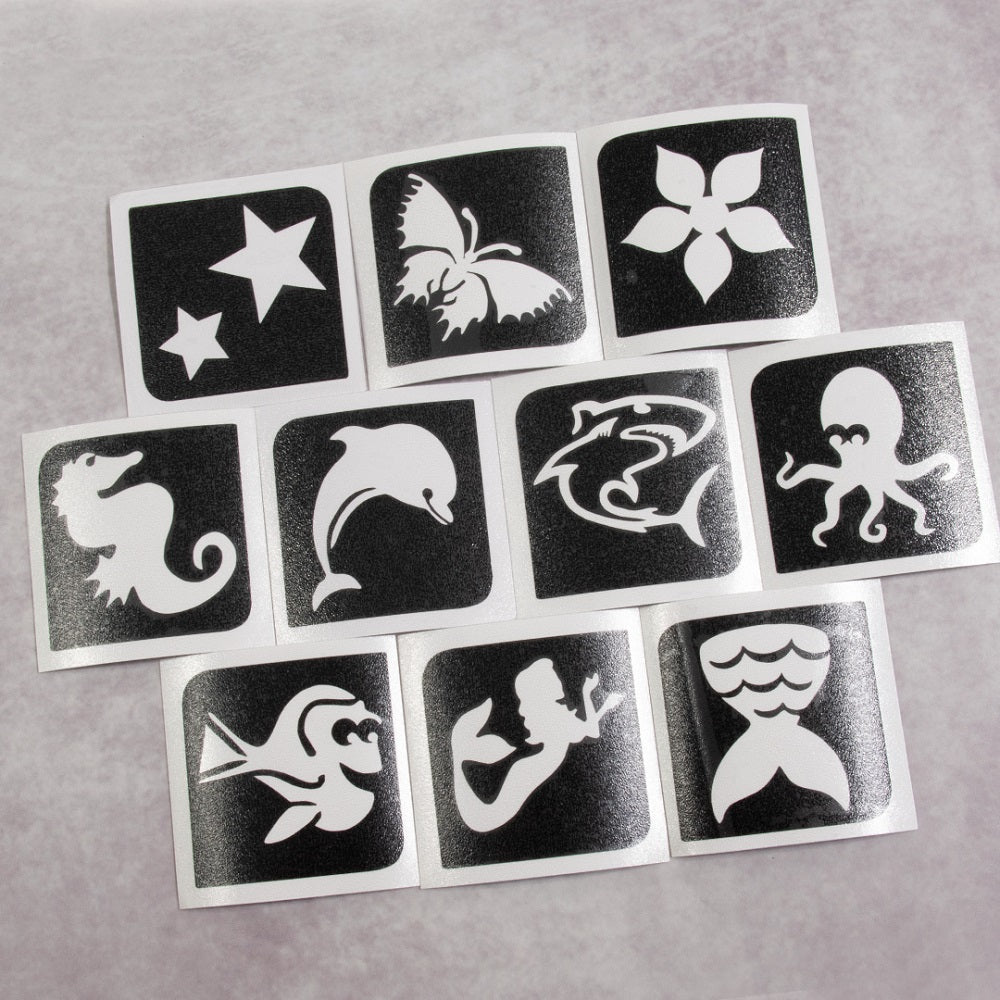 Grimas Selbstklebende Glitzer Tattooschablonen Set Aqua