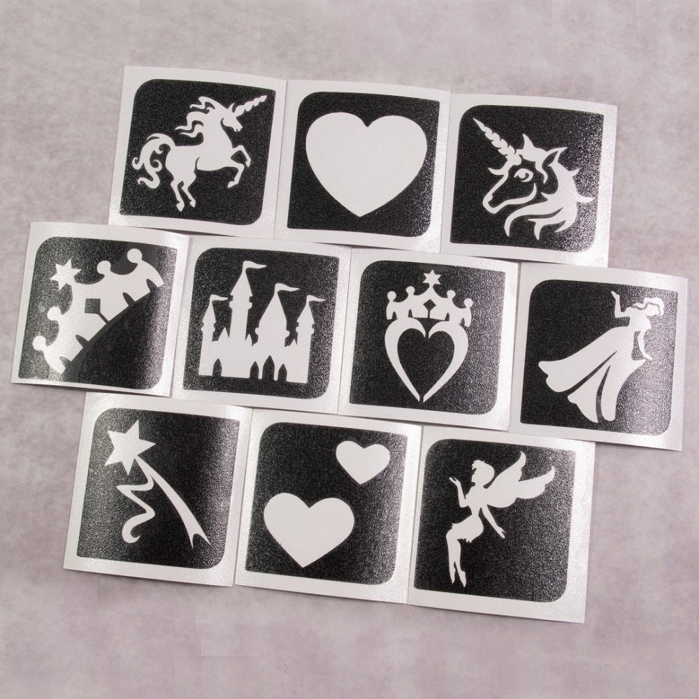 Grimas Selbstklebende Glitzer Tattooschablonen Set Princess
