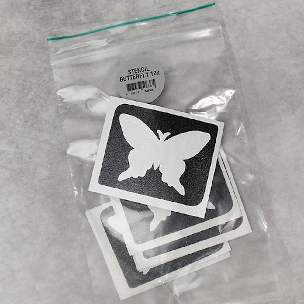 Grimas Selbstklebende Glitzer Tattooschablonen Butterfly (Schmetterling) 10 Stück