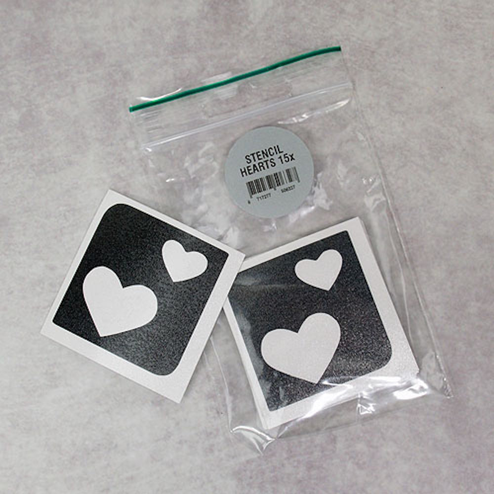Grimas Selbstklebende Glitzer Tattooschablonen Hearts (Herzen) 15 Stück