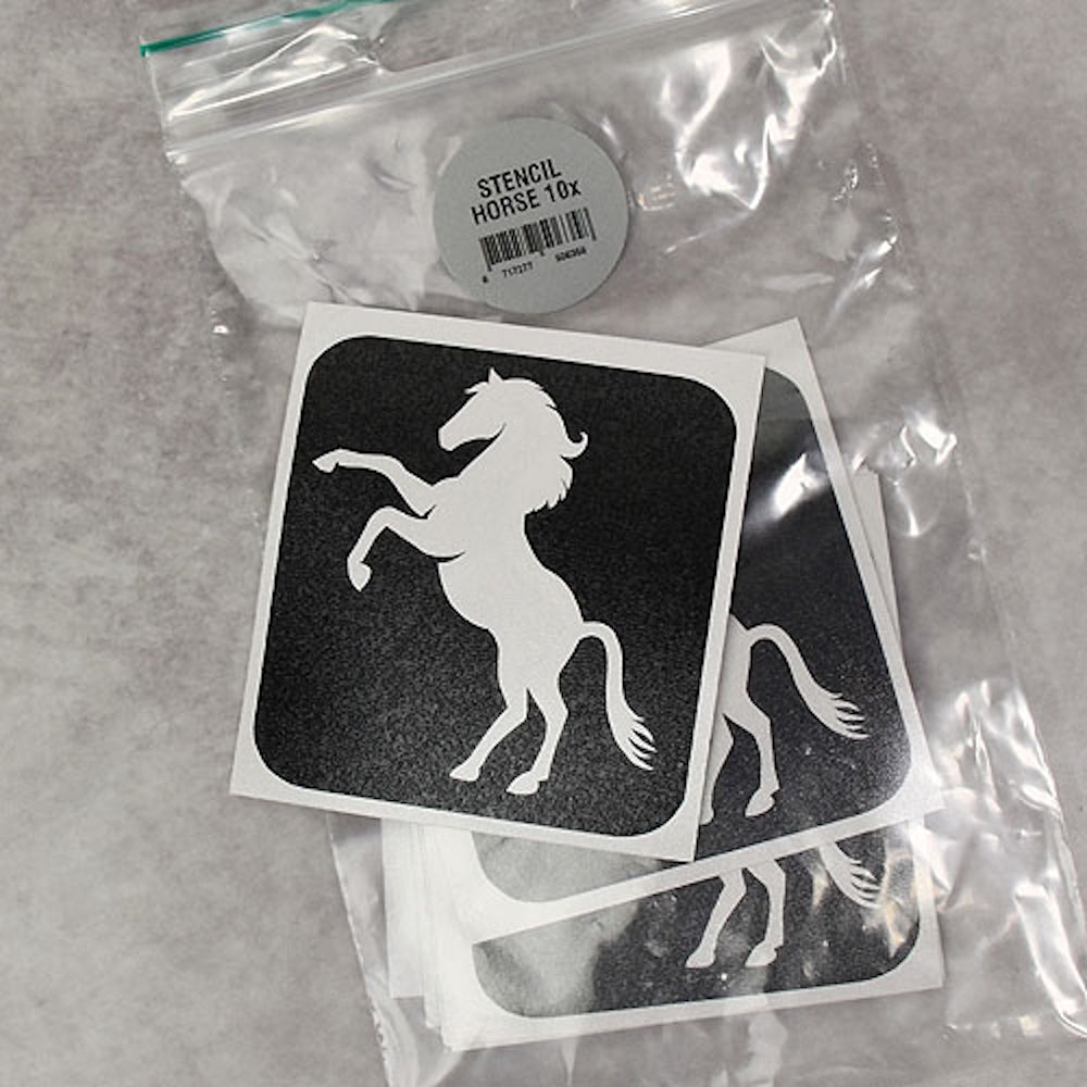 Grimas Selbstklebende Glitzer Tattooschablonen Horse (Pferd) 10 Stück