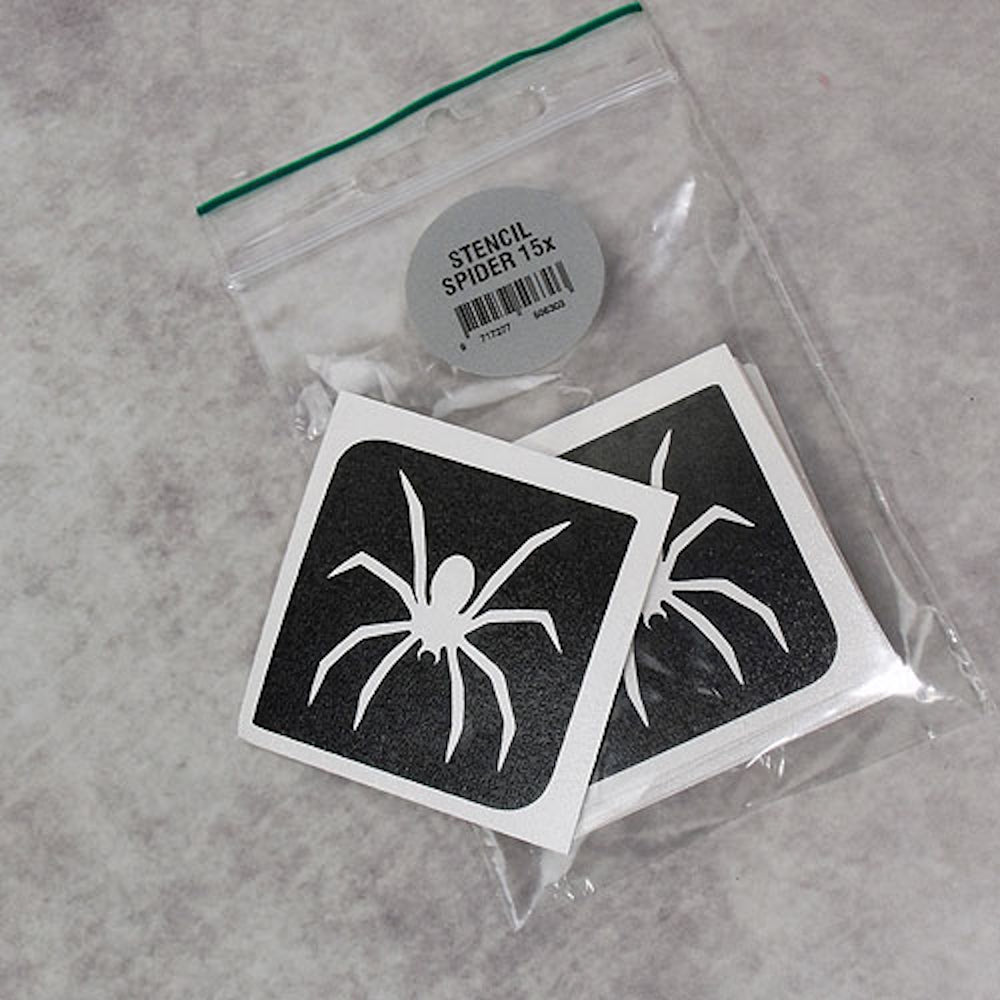 Grimas Selbstklebende Glitzer Tattooschablonen Spider (Spinne) 15 Stück