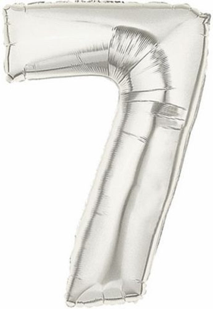 Große Folienballon Zahl 7 Silber - 101cm 40''