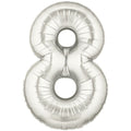 Große Folienballon Zahl 8 Silber - 101cm 40''