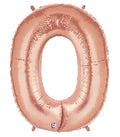 Große Folienballon Zahl 0 (rose Gold) - 101cm