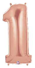 Große Folienballon Zahl 1 (rose Gold) - 101cm