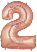 Große Folienballon Zahl 2 (rose Gold) - 101cm