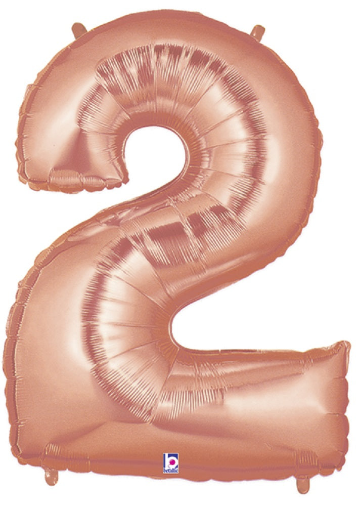Große Folienballon Zahl 2 (rose Gold) - 101cm